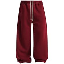 KEEPSHOWING Men's Washed Fleece Sweatpants Casual Loose Straight Leg Pants with Drawstring Waist Slant Pockets for Men Pants