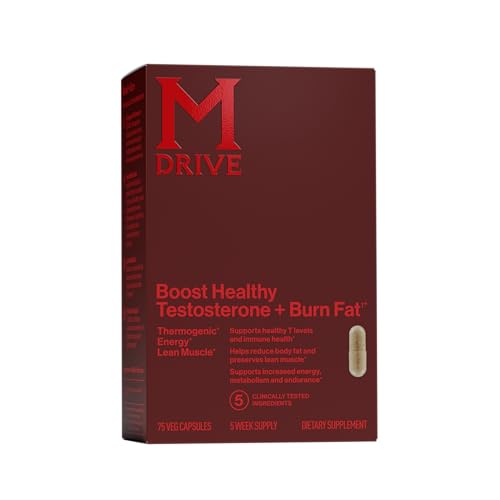 Mdrive Boost and Burn Testosterone Support Supplement and Fat Burner with Zinc, KSM-66 Ashwagandha, 75 Capsules