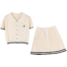 Yiju Womens Pleated Skirt Set Casual Running Clothing Golf Workout Yoga Tennis Skirt