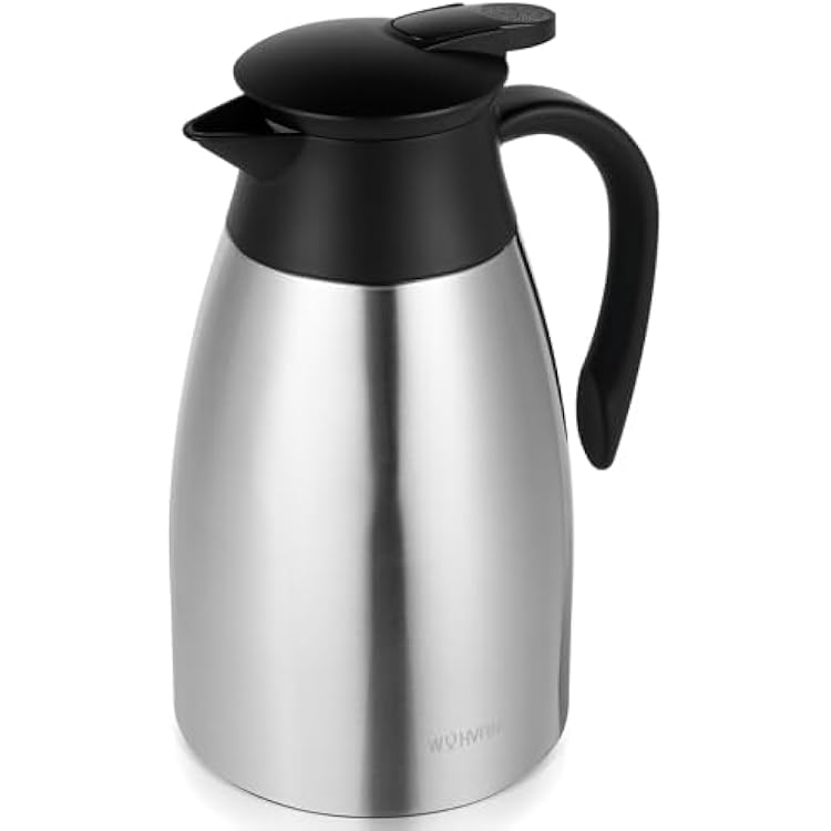 51 Oz Coffee Carafe Insulated, Stainless Steel Coffee Carafes for Keeping Hot, Dustproof Thermal Carafes for Home PartyWork Silver,1.5L