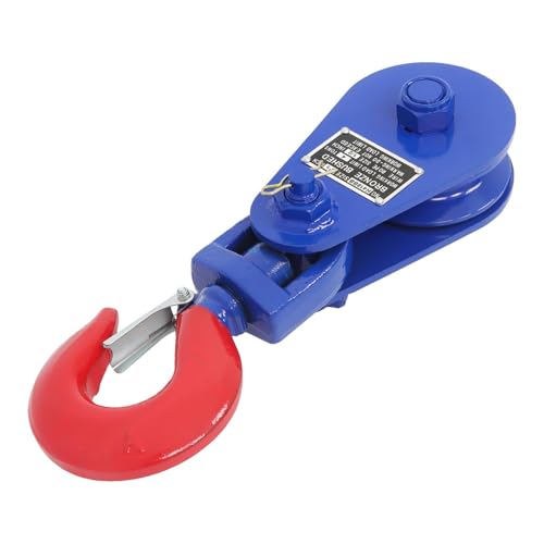 findmall 4 Ton Hooked Pulley 4.5 Inch Sheave Snatch Block with Hook 12 Inch Wire Rope for Flatbed Tow Truck Rollback