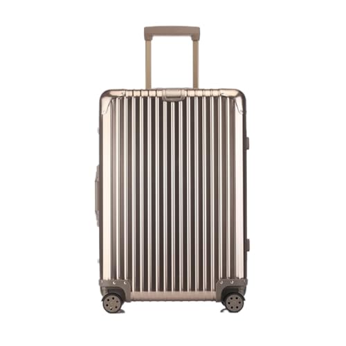 Suitcase All-aluminum Magnesium Alloy Trolley Case Metal Suitcase Universal Wheel Boarding Case 24-inch Suitcase LuggageGold,H
