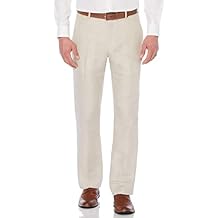 Perry Ellis Men's Linen Blend Dress Pants, Flat Front, Durable Twill, Regular Fit, Breathable & Lightweight