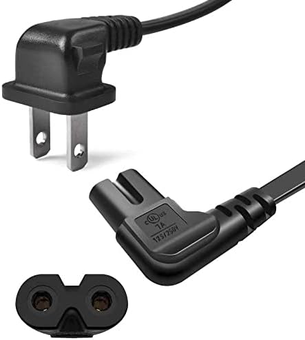 TV Power Cord Replacement Right Angled 90 Degree 2-Prong 3ft L-Shaped Figure 8 C8 Power Cable for Philips Toshiba LG Sony Sharp Samsung Panasonic Vizio Wall-Mouted Power Cords Cable de alimentacion