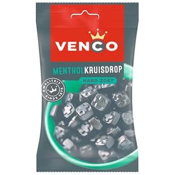 Venco Dutch Black Menthol Licorice (Menthol Kruisdrop) Hard Sweet 120g 4.23 ounce