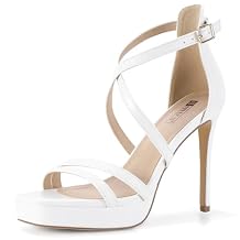 IDIFU IN4 Platform High Heels for Women Strappy Heeled Sandals Square Toe Heels Stiletto Heels Women's Wedding Party Bridal Sexy Dress Shoes Open Toe Heels