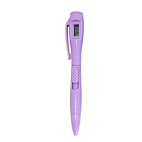 Bluelans School Student Ballpoint Pen with Digital Watch Electronic Clock for Examination Daily Use Purple