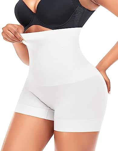 Werena Seamless Slip Shorts for Women Under Dress Shaping Boyshorts Panties Tummy Control Shapewear #304 High Waist White, Small