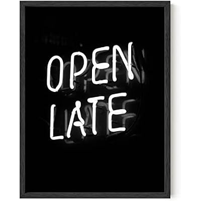 HAUS AND HUES Open Late Neon Sign Poster Edgy Neon Posters for Bedroom, Trendy College Dorm Wall Art, Retro Aesthetic Wall Decor Unframed 12x16