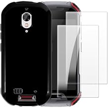 Case with 2 Pack Screen Protector Combo Compatible with Unihertz Atom XL, Shockproof Cover and Tempered Glass Set for Full Body Safety(Black)