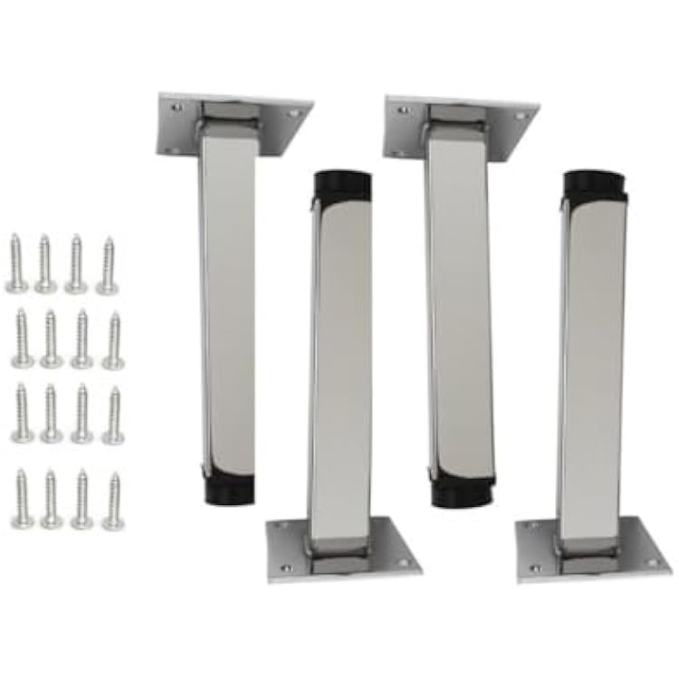 Chrome Furniture Leg for Sofa Couch Cabinet Nightstand Bed, Modern Replacement Leg 6 H Adjustable Height, 4 pc