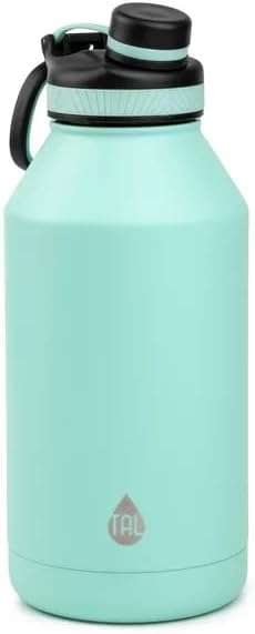TAL 64OZ Ranger Pro Stainless Steel Vacuum Insulated Water Bottle - Leak-Proof Double Walled Thermos w/Carry Loop 80 Hrs Cold, 26 Hot Reusable Metal holds 8 cups (Mint)