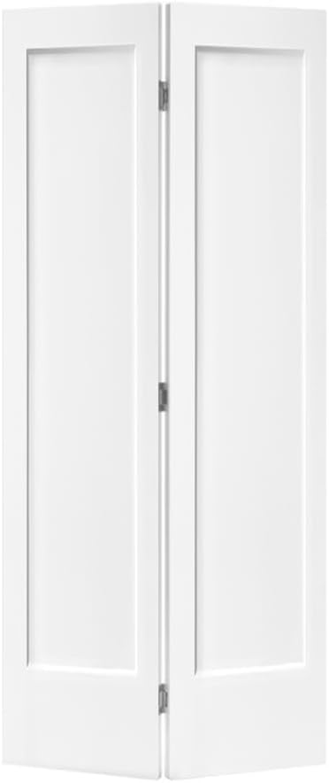 24 in. x 80 in. 1 Panel Shaker White Painted MDF Composite Bi-Fold Closet Door with Hardware Kit