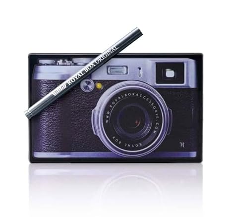Original Black Royal Box Camera Black 8 Compartment Snuff Wallet Box with Built in 3" Metal Alloy Straw
