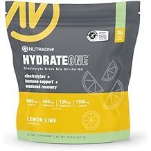NutraOne HydrateOne, Electrolyte Drink Mix On-The-Go | Lemon and Lime, 30 Servings