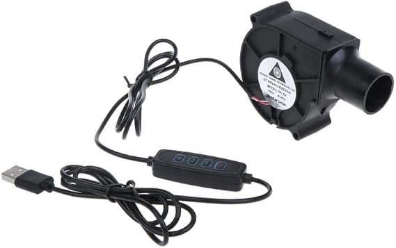Air Blower, Mini Turbo Blower 5V USB Blower Fan Portable Centrifugal Fan With Speed Controller 2500RPM BBQ Grill Cooking