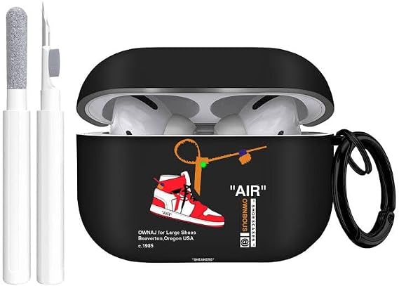 Gedicht for Airpods Pro Generation Case 2022 Air Sports Shoes, Protective TPU Soft Cases Cover Rugged for Apple Airpod Pro with Keychain for Women Men,Black Red