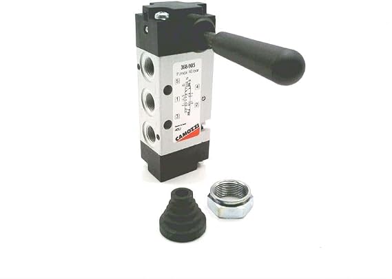 Camozzi 368-905 3 Valves Supplied Via The Ports 3 And 5 With 2 Different Pressures, 5/3 Centres Closed, G 1/8" Port, Lever, Manual Valve, Monstable Series 3