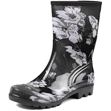 DKSUKO Women's Wide Calf Waterproof Rain Boots Seamless PVC Garden Boots with Anti-Slip Sole for Muddy Yards, Rainy Day, Gardening & Outdoor Work