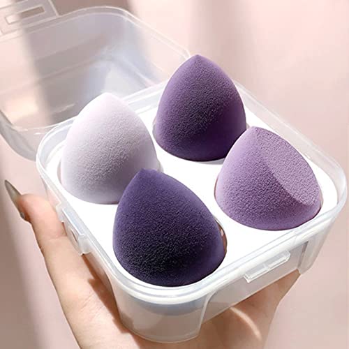 Belegend Makeup Sponge Set 4 Pcs Beauty Blender Foundation Blending Sponge Multi-colored Egg Sponges for Dry & Wet Use Purple