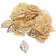 Healifty 100Pcs Golden Tree Leaf Charms Alloy Hollow Leaves Pendants for Metal DIY Crafts Jewelry Making Pendant Hairpin Earring