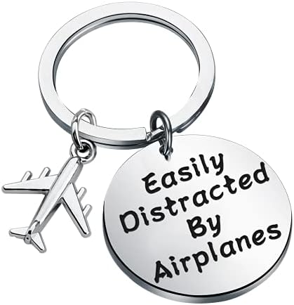 MAOFAED Airplane Keychain - Aviation Gift Easily Distracted By Airplanes