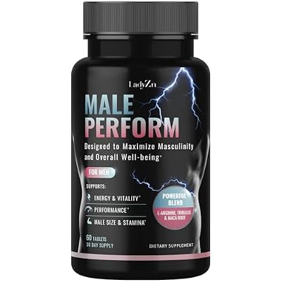 Male Perform - Male Enhancing Supplement for Energy, Stamina, Performance & Vitality, Pills for Men with L-Arginine and Tribulus - Boost Muscle Growth, Size, Strength and Endurance, 60 Tablets