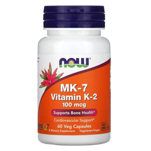 Now Foods Vitamin K-2 MK7 Veg Capsules, 100 mcg, 60 Count, Pack of 2