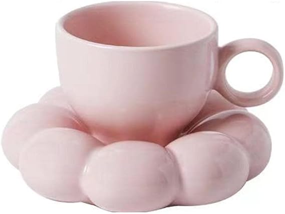 Ceramic Coffee Mug, 7oz Cappuccino Mug, Ceramic Coffee Cups with Saucers, Microwave and Dishwasher Safe, Espresso Cup and Saucer Set, for Espresso, Latte, Cafe Mocha and Tea, 220ml