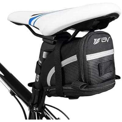 BV Strap-On Bike Bag with Reflective Material - Saddle Bag with Seperate Divider for Small Items for All Your Essentials - Bike Pouch with Taillight Hanger for Maximum Safety