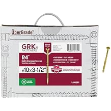 GRK Fasteners R4#10 x 3-1/2 Inch, Multi-Purpose Framing Screws, 800 PCS, Rust Resistant Climatek Coating, Outdoor Fencing and Deck Screws, Fast Bite Tip, Star Drive Recess, Gold