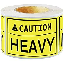 300 Pcs Caution Heavy Sticker, 2 x 3 inch Fluorescent Yellow Heavy Special Handling Shipping Pallet Label Stickers for Shipping and Packing