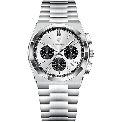 Poedagar Man Quartz Watch Sport Watch for Mens Waterproof Luminous Date Chronograph Business Fashion Stainless Steel Watches