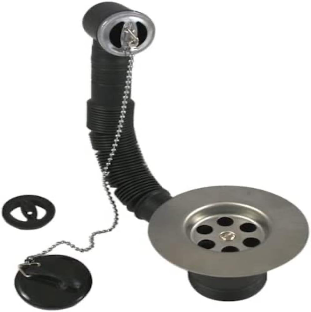 Bulk Hardware BH00426 Combined Sink Waste and Overflow with Plug and Chain, 40 mm 1.12 inch