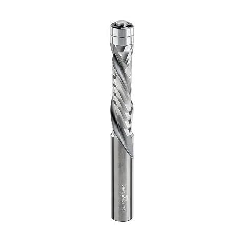 Solid Carbide Flush Trim Router Bits, 12 CD, 12 SH, 2 CL, 2FL, Compression, USA Made Spiral Bit, Twin Bearing for Template & Pattern