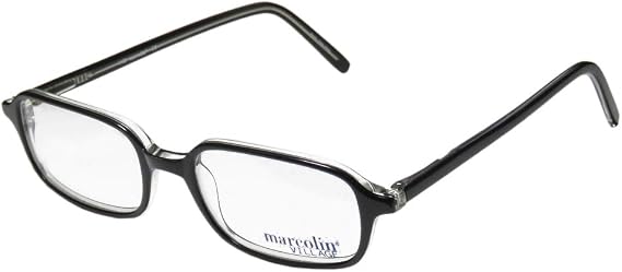 Marcolin 771 Mens/Womens Designer Full-Rim Shape Flexible Hinges Casual Modern Color Combination Eyeglasses/Eyewear (50-18-140, Black/Transparent)