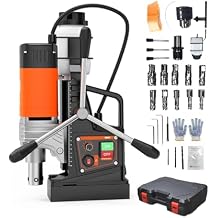 1650W Magnetic Drill - 1.57" Boring Diameter, 2922Lbf Hold Force, 810PRM 10-Speed Portable Drill with 10 Drill Bits, 3 Twist Drills & Plastic Case