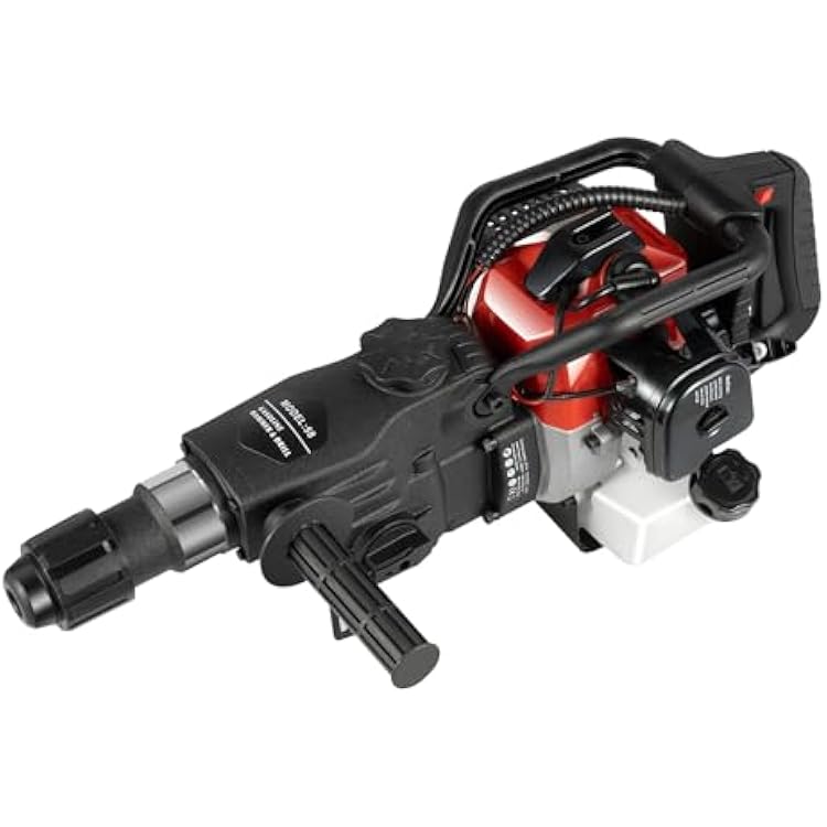 Gas Powered Jack Hammer, 33CC 2-Stroke Hammer Drill, 1000W Drilling Machine Breaker Punch Drill Chisels Heavy Duty Gasoline Concrete Breaker Rock Drill for Concrete Breaking, Construction