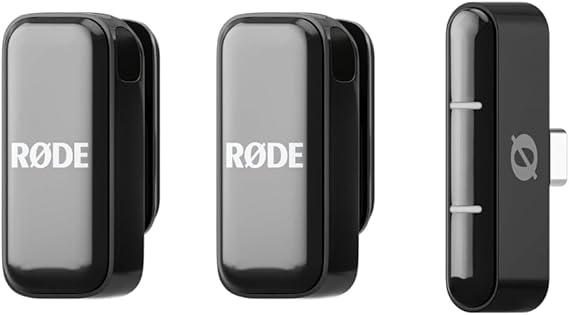 RDE Wireless Micro - Compact Wireless Microphone, Two Mics with Charge Case for Smartphone Content Creation - USB-C, Black
