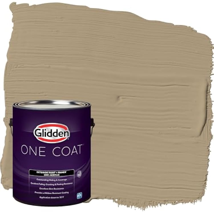 Glidden Exterior Paint  Primer: BeigeStony Creek, One Coat, Satin, 1-Gallon