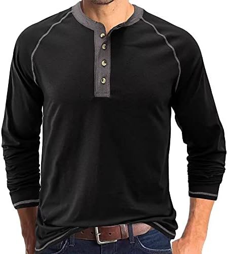 Mens Henley Shirts Raglan Long Sleeve Casual Slim Fit Lightweight Fashion T-Shirts