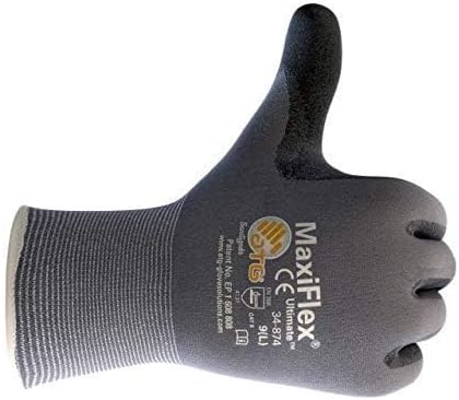 MaxiFlex 34-874 Maximum Breathability Comfort and Durability-Handling Nitrile Coated Gloves Small