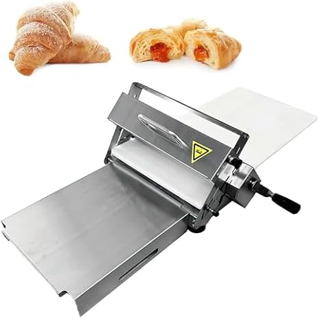 Manual Dough Sheeter, Dough Sheeter Manual Rolling Machine, Stainless Steel Countertop Dough Roller, Adjustable Thickness for Home and Commercial Bakery Pizza Dough