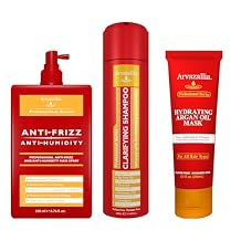 Arvazallia Anti-Frizz Anti-Humidity Spray, Hydrating Argan Oil Hair Mask, and Clarifying Shampoo Treatment Bundle - The Perfect Combination for Soft, Silky, Frizz-Free Hair