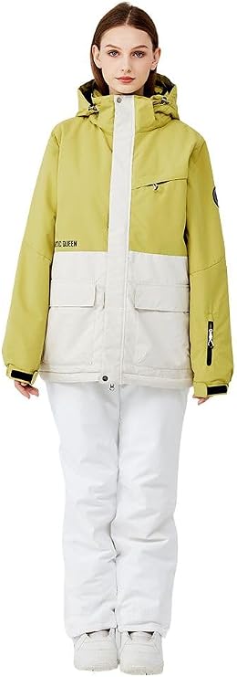 ARCTIC QUEEN 2 Pieces Snowsuit for Women Men Snowboard Jacket and Pants Set Green Series Insulated Warm Ski Suits