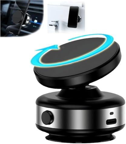 Electric Vacuum Magnetic Suction Car Phone Mount,360Rotating Suction Holder, Smart Magnetic Suction Phone Mount,Magnetic Vacuum Adsorption Car Mobile Phone Holder for Car, Gym, Mirror Silver