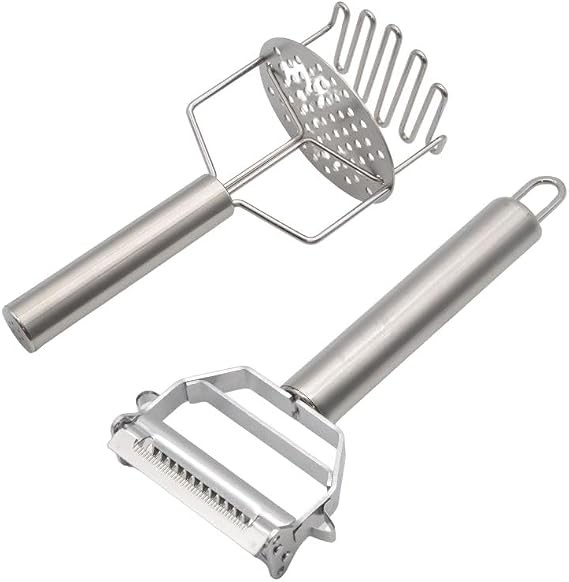3-in-1 Multi-Peeler Potato Masher Set 2-Piece Kitchen Tools for Peeler