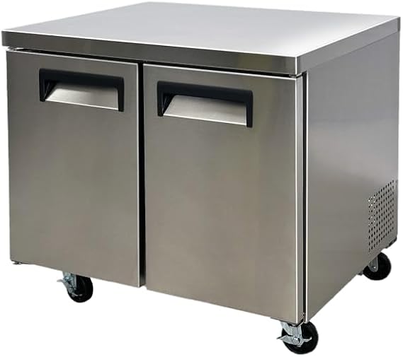 Commercial Undercounter Refrigerator, ETL Cold Prep Table Fridge Cooler Merchandiser, 36" W Worktop 8 cu.ft.. Food Prep Station