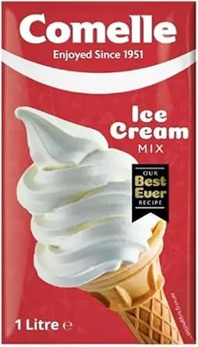 Comelle Ice Cream Mix Vanilla Soft Serve | Instant Ready to Freeze | UHT | Long Life Dairy Skimmed Milk | Sundea Mousse Dessert Shake | (With Lucky Boy Greetings Card) (1Pack)