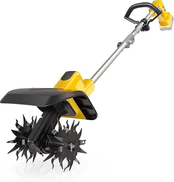 Cordless Tiller Cultivator Compatible with Dewalt 20V Battery(Tool Only), Electric Garden Tiller w/360 RPM, 9In Tilling Width and 6.6In Depth Garden Rototiller for Lawn/Soil Cultivation